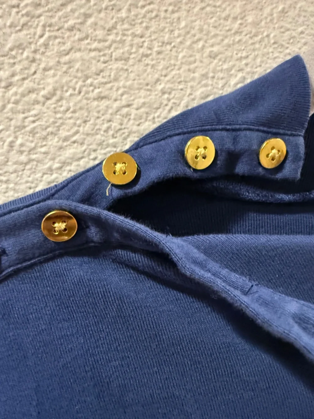 J. Crew Ribbed Turtleneck Top With Gold Buttons XL in Royal Blue NEW
